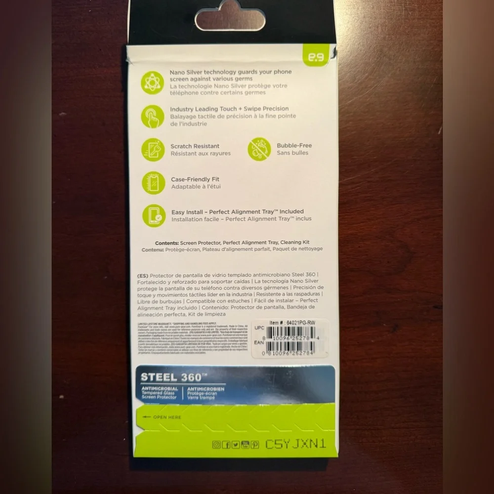 Apple iPhone 14 Pro Steel 360 Antimicrobial Tempered Glass Screen Protector